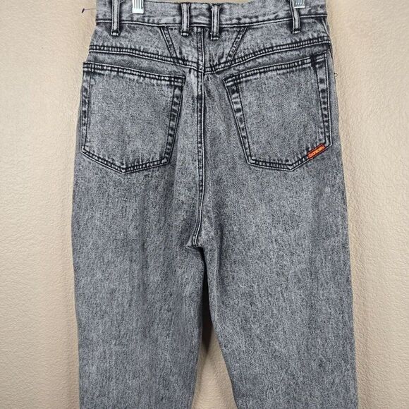 Vintage 80s Mom Jeans Black Acid Wash High Waist Tapered Leg Size 27 - Picture 5 of 7